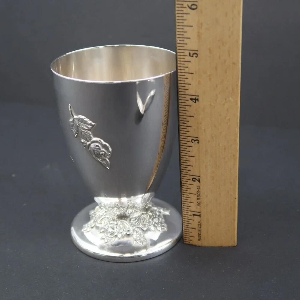 International Silver Co Goblet Silver Plate with a Rose and matching Spoon